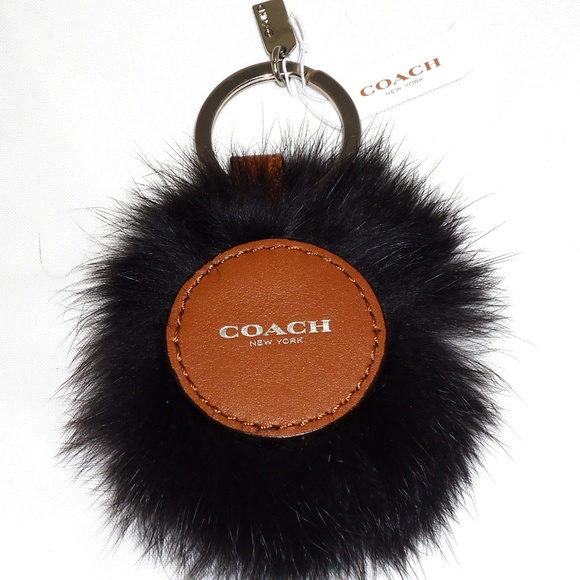 NWT Coach Bear Face 3D Brown Leather Fur Keychain - Picture 2 of 2